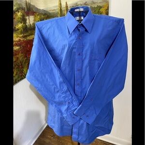 Pierre Cardin size 17 1/2 Blue‎ casual long sleeve button down work wear dressy